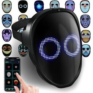 Halloween Face Mask Full Color LED Luminous Face Changing Mask Party Cosplay NEW